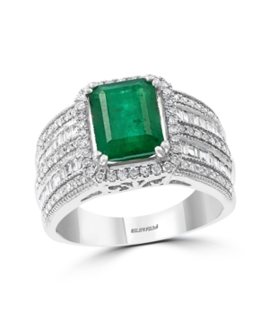 image of Effy Emerald (2 1/5 ct.t.w.) and Diamond (1/2 ct.t.w.) Ring in 14K White Gold