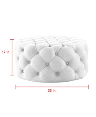 Inspired Home Bella Upholstered Tufted Allover Round Cocktail Ottoman