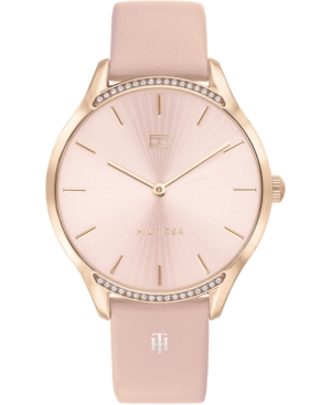 image of Tommy Hilfiger Women-s Pink Leather Strap Watch 36mm