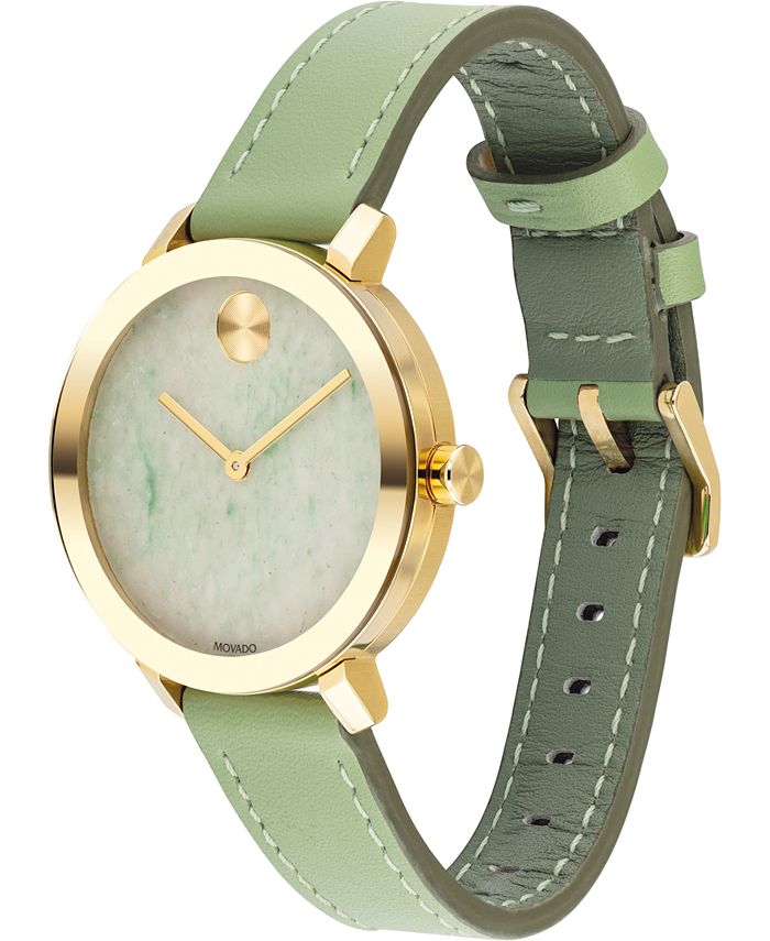 Movado Women's Swiss BOLD Green Leather Strap Watch 34mm Macy's