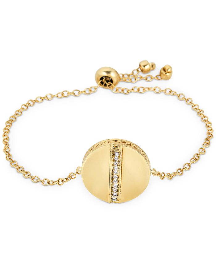Macy's - Diamond Circle Bolo Bracelet (1/8 ct. t.w.) in 18k Gold-Plated Sterling Silver