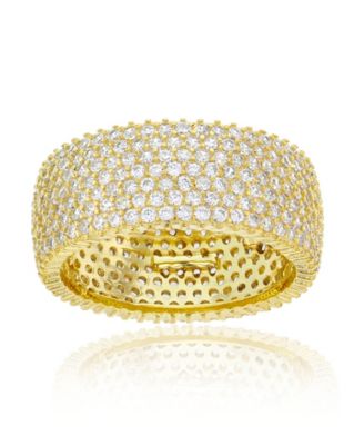 Macy's - White Cubic Zirconia Micropave Multi Row Eternity Band in 14K Rose, 14K Yellow, Black or Rhodium Plated Sterling Silver