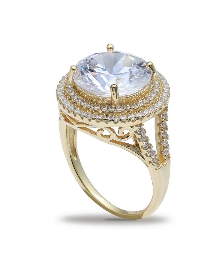 Giani Bernini - Cubic Zirconia (7-1/2 ct. t.w.) Double Pave Halo Ring in 18K Gold Plated Sterling Silver