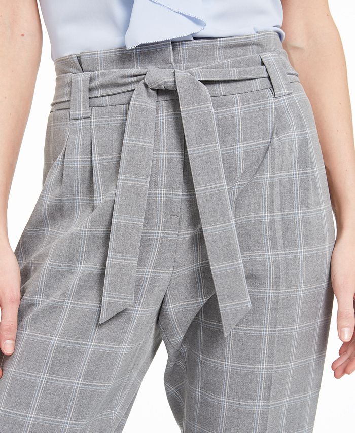 Calvin Klein Slim-Fit Belted Windowpane Pants & Reviews - Pants ...