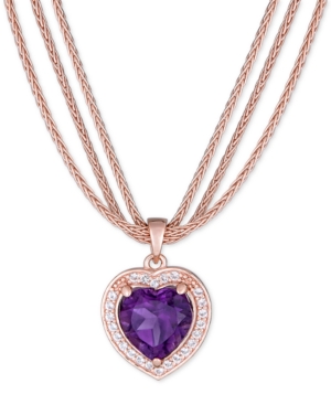 image of Amethyst (2-1/3 ct. t.w.) & White Topaz (1/3 ct. t.w.) Heart Triple Strand 17