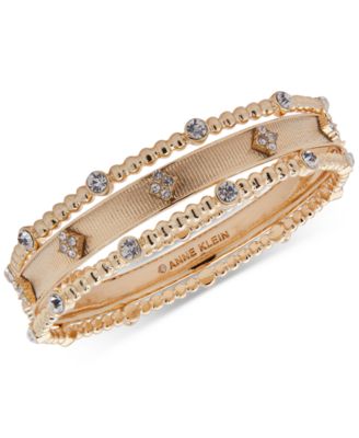 Anne Klein - Gold-Tone 3-Pc. Set Crystal Bangle Bracelets