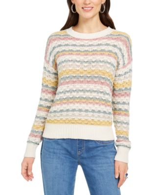 Style & Co Petite Striped Bubble-Stitch Sweater, Created for Macy's ...