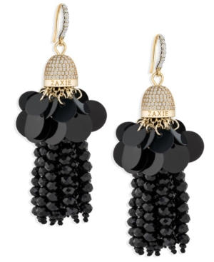 image of Zaxie Dancing Diva Black Tassel Beaded Earrings