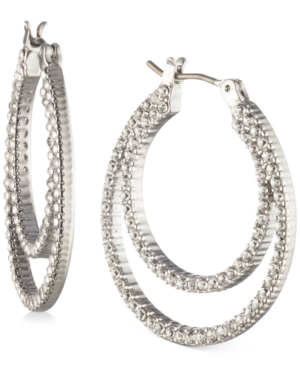image of Givenchy Small Pave Double-Row Hoop Earrings, 1