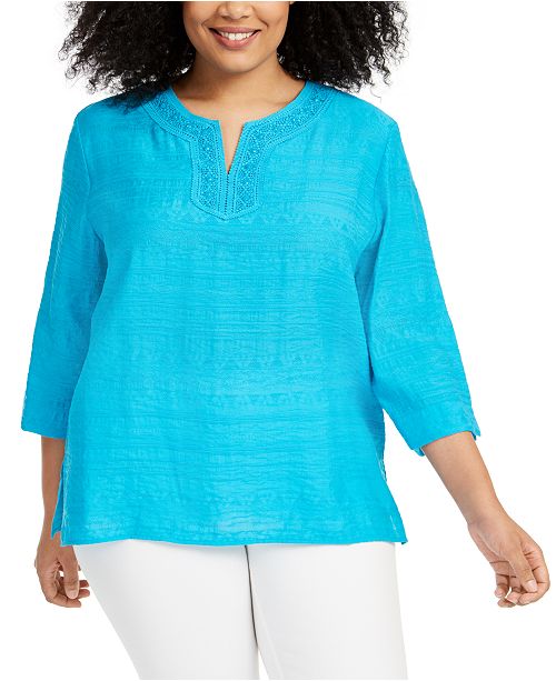 Alfred Dunner Plus Size Easy Street Split Neckline Top Reviews