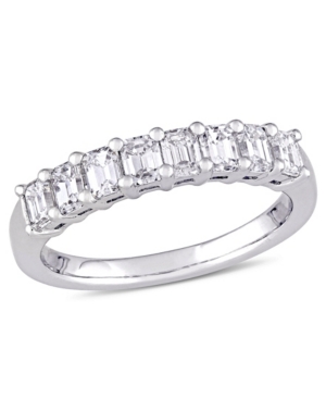 image of Emerald-Cut Certified Diamond (1 ct. t.w.) Semi-Eternity Anniversary Band in 14k White Gold