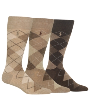 Ralph Lauren Men's Socks Dress Argyle Crew 3 Pack Socks