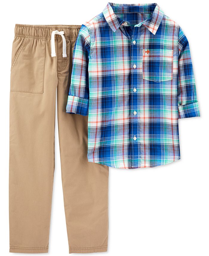 khaki pants with plaid shirt