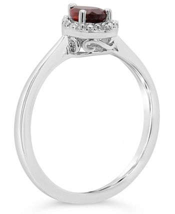 Macy's - Garnet (3/8 ct. t.w.) and Diamond Accent Ring in Sterling Silver