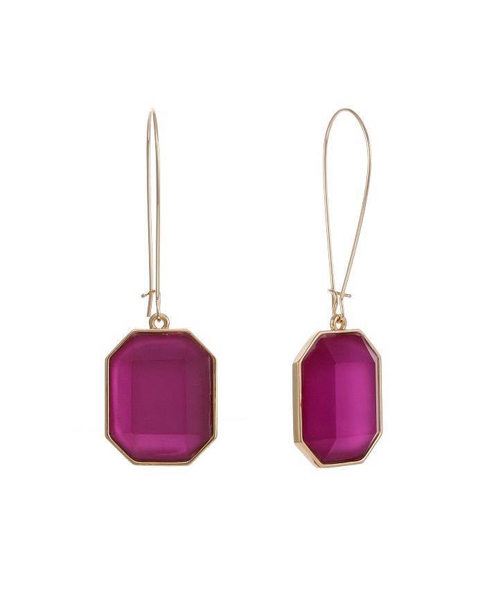 Christian Siriano New York Gold Tone Wire with Pink Square Lucite Drop Earrings & Reviews