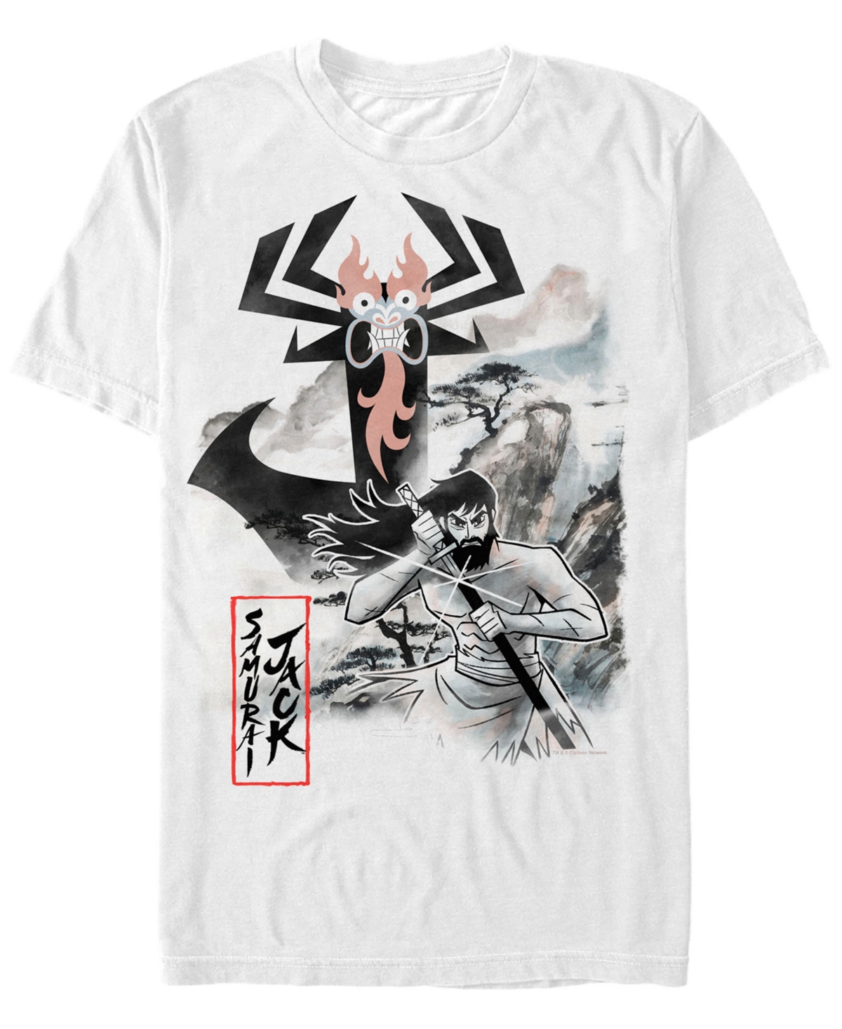 Fifth Sun Men's Samurai Jack Aku Water Color Paint Sketch Short Sleeve T- shirt