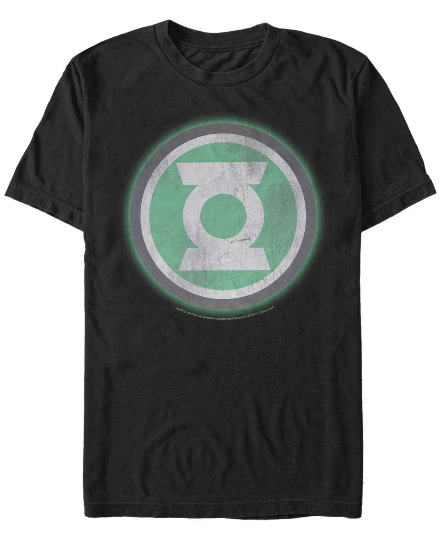 Dc Men's Green Lantern Distressed Glowing Logo Short Sleeve T-Shirt
