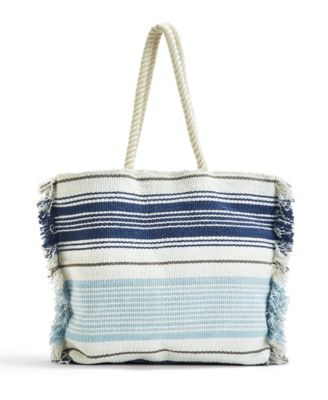 striped beach bag with rope handle