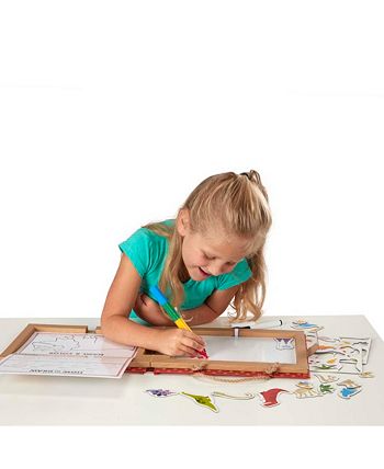Melissa and Doug - Natural Play: Play, Draw, Create Reusable Drawing Magnet Kit – Dinosaurs 41 Magnets, 5 Dry-Erase Markers