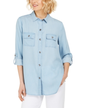 image of Charter Club Denim Utility Shirt, Created for Macy-s