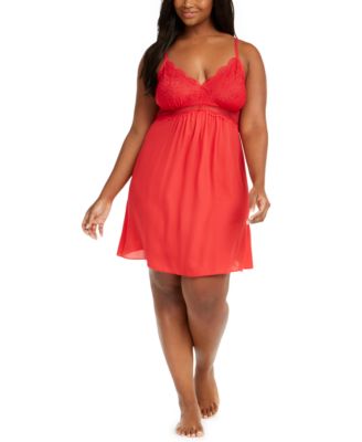 I.N.C. International Concepts - Plus Size Lace Chiffon Chemise Nightgown