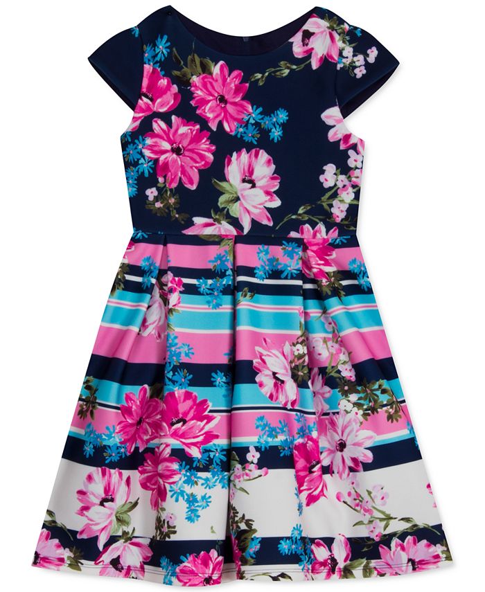 Rare Editions Toddler Girls Flowers & Stripes Scuba Dress Macy's