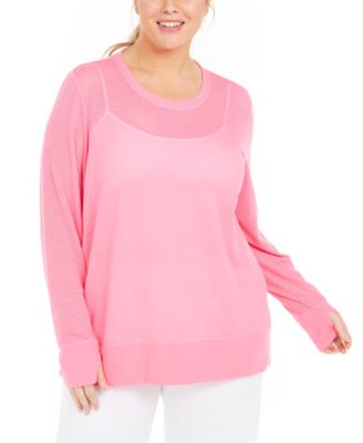 plus size white mesh top