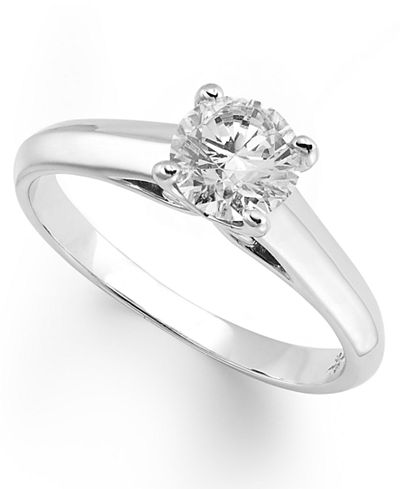 X3 Certified Diamond Solitaire Engagement Ring in 18k White Gold (1/2 ct. t.w.)