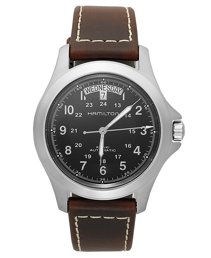 Hamilton - Watch, Men's Swiss Automatic Khaki King Brown Leather Strap 40mm H64455533