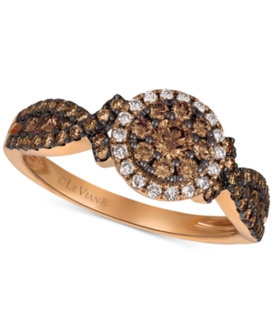 image of Le Vian Chocolatier Diamond Cluster Halo Ring (3/4 ct. t.w.) in 14k Rose Gold