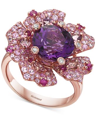 EFFY Collection - Multi-Gemstone (6-1/5 ct. t.w.) & Diamond Accent Flower Ring in 14k Rose Gold
