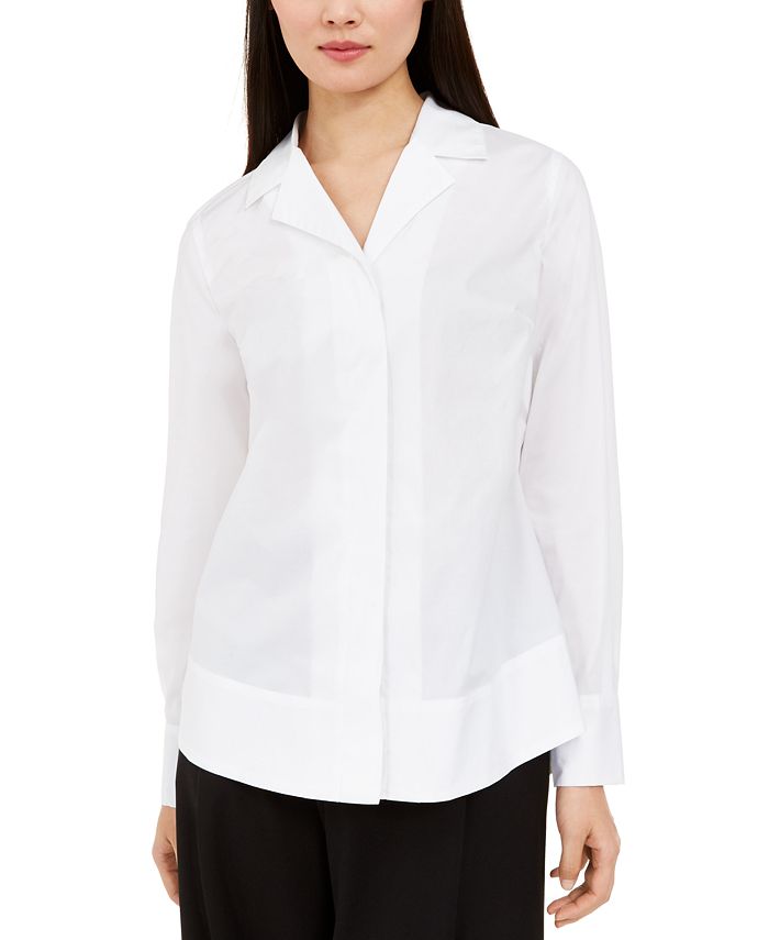 Alfani Curved-Hem Button-Up Shirt, Created for Macy's - Macy's