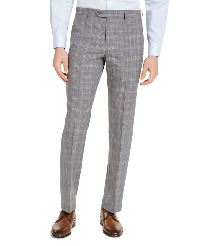 Michael Kors Men's Classic-Fit Airsoft Stretch Gray Plaid Wool Suit ...