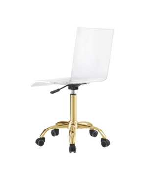 Shop Inspired Home Casandra Clear Acrylic Chair With Metal Base And Casters In Gold