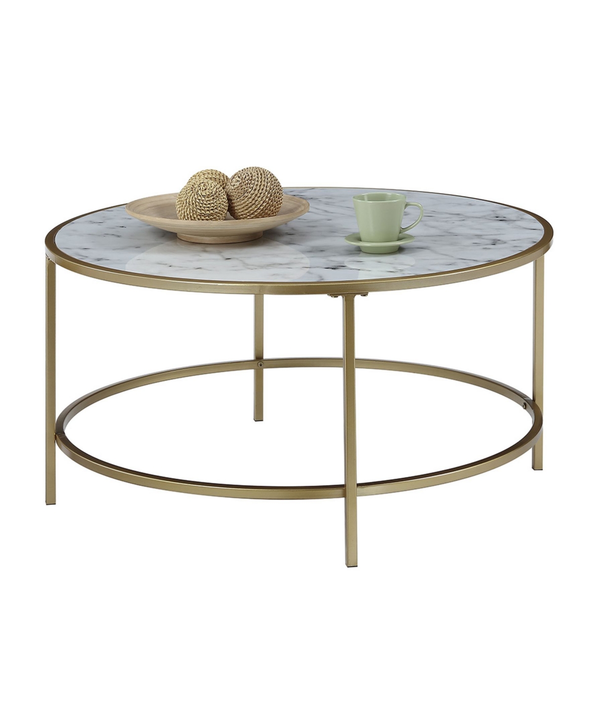 Convenience ConceptsCoast Faux Marble Round Coffee Table - Gold