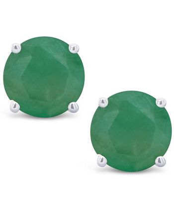 Macy's - Emerald (1 ct. t.w.) Stud Earrings in 14K White Gold or 14K Yellow Gold