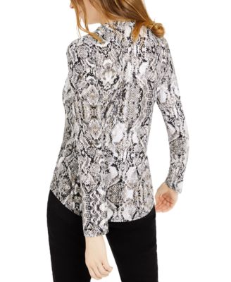 Petite Printed Zip-Pocket Long-Sleeve Top, Created for Macy's 