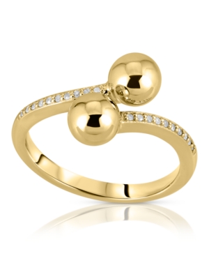 image of Brilliant Bubbles Diamond 1/10 ct. t.w. Bypass Ring Designed in 14k Rose Gold over Sterling Silver