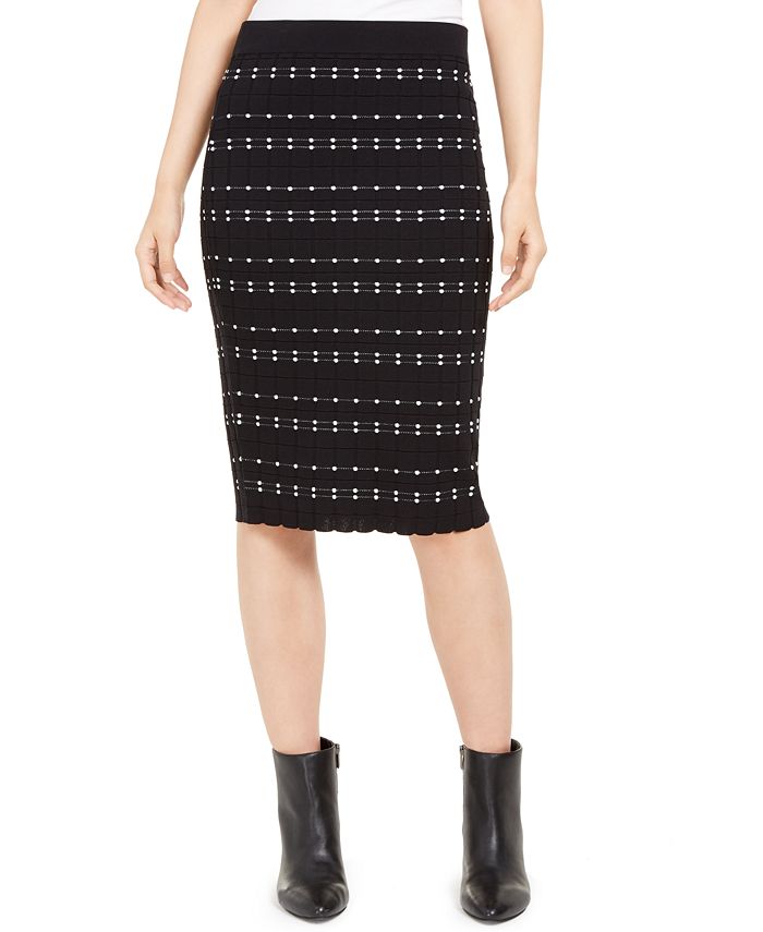 Alfani Dot-Stitch Pull-On Pencil Skirt, Created for Macy's - Macy's