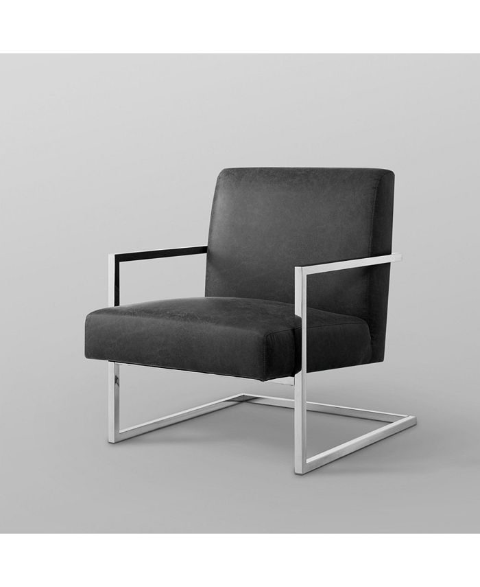 Nicole Miller Chester Accent Chair with Square Metal Arm and Base Macy's