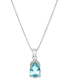 Aquamarine (2 ct. t.w.) & Diamond Accent 18" Pendant Necklace in 14k White Gold
