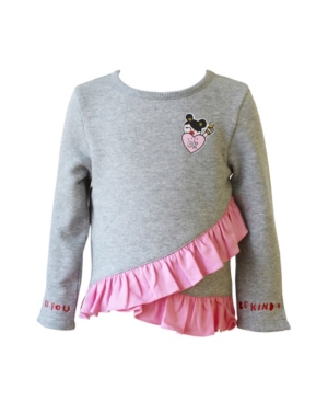 image of Kinderkind Toddler, Little, and Big Girls Fleece Pullover with Ruffle Detail
