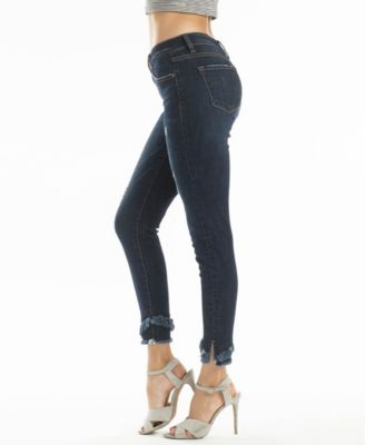 Kancan Mid Rise Layered Frayed Hem Ankle Skinny - Macy's