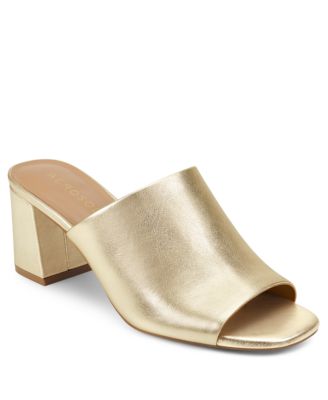 wide width gold block heels