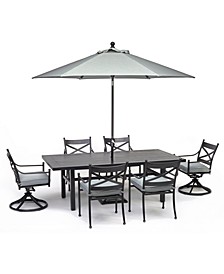 Montclaire Outdoor Aluminum 7-Pc. Dining Set (84" X 42" Table, 4 Dining Chairs & 2 Swivel Chairs) With Sunbrella® Cushions, Created for Macy's