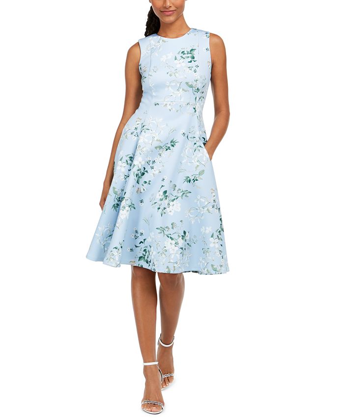Arriba 78+ imagen calvin klein fit and flare floral dress