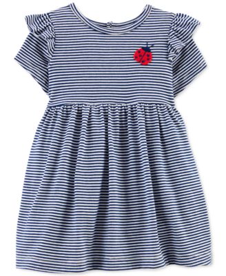 Carter's - Baby Girls Cotton Striped Ladybug Dress