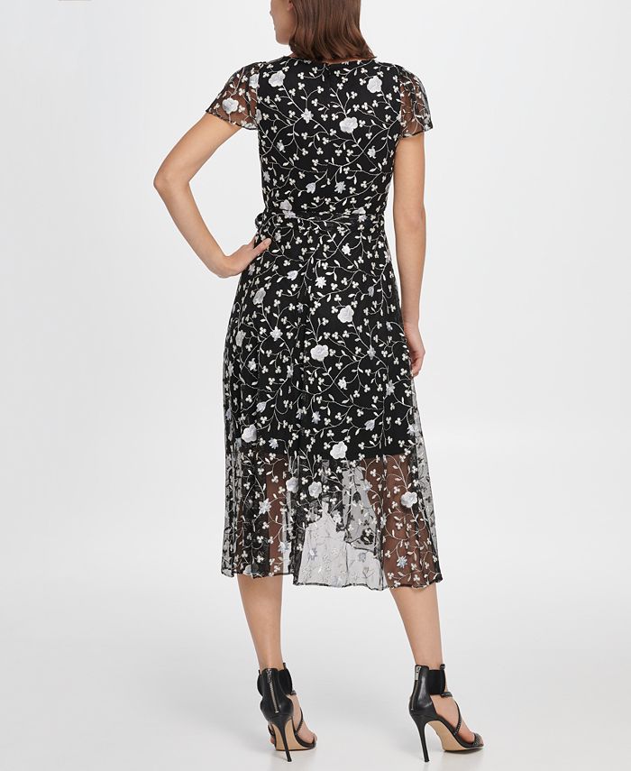 DKNY Flutter Sleeve VNeck Wrap Midi Macy's