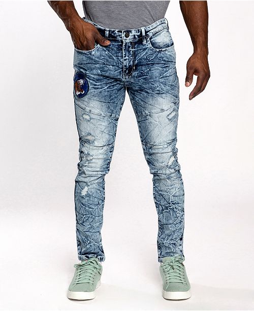 Southpole Men S Tiger Applique Patch Skinny Fit Jeans Reviews