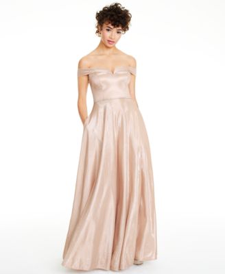 macy's off the shoulder prom dress